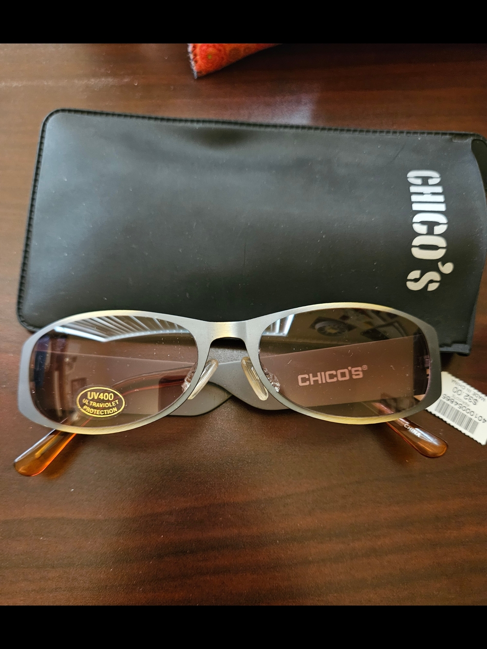 Chico's Silver Frame Sunglasses with Brown Gradient Lenses